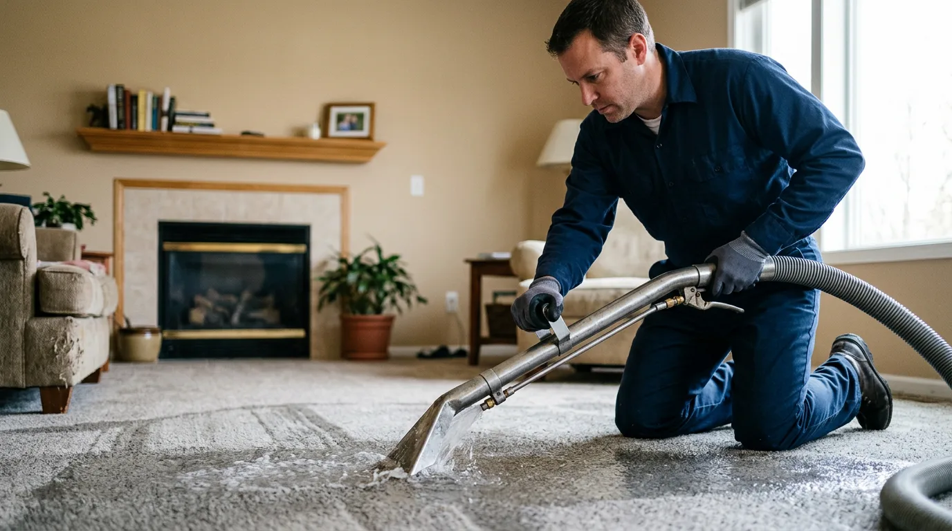 Water damage restoration technician working near Victor, ID